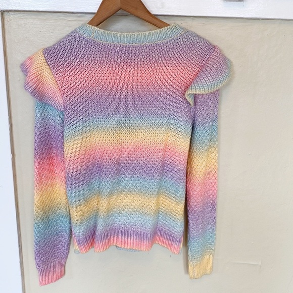 NEW Loft Space Dye Rainbow Ruffle Sweater NWT - Picture 7 of 7